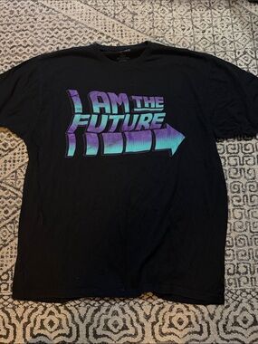 I AM THE FUTURE Graphic Tee - Black with Purple/Teal Print